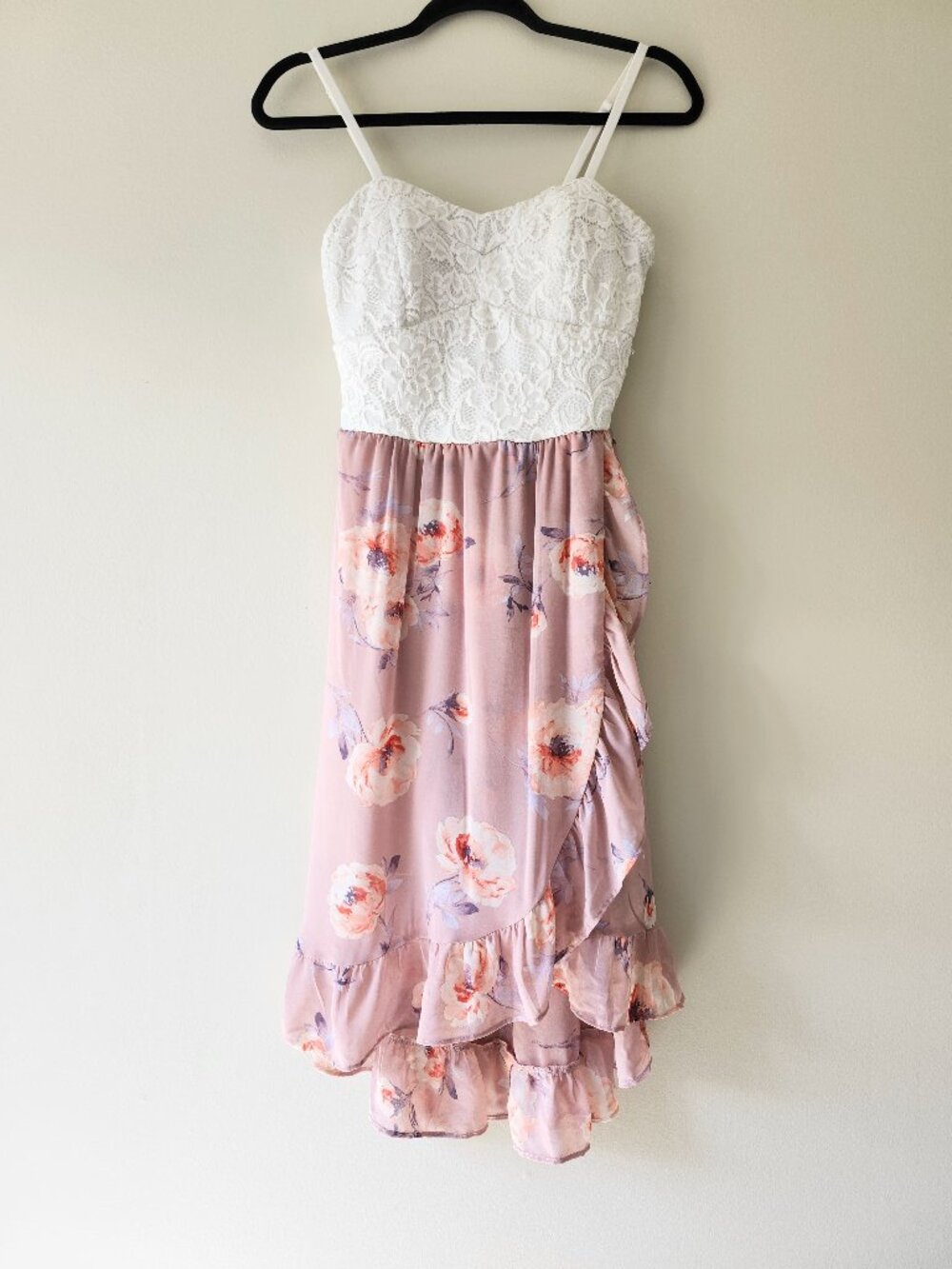 AS U WISH Pink Floral Lace Top Dress